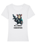 ALL ABOUT CYBERPUNK - V1 Tricou mânecă scurtă guler larg fitted Damă Expresser