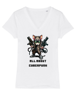 ALL ABOUT CYBERPUNK - V3 Tricou mânecă scurtă guler V Damă Evoker