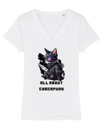 ALL ABOUT CYBERPUNK - V4 Tricou mânecă scurtă guler V Damă Evoker