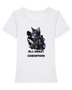ALL ABOUT CYBERPUNK - V4 Tricou mânecă scurtă guler larg fitted Damă Expresser