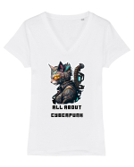 ALL ABOUT CYBERPUNK - V6 Tricou mânecă scurtă guler V Damă Evoker