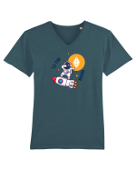 Ethereum - To the moon Tricou mânecă scurtă guler V Bărbat Presenter