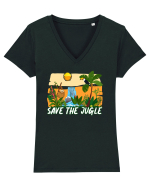 Save the Jungle Tricou mânecă scurtă guler V Damă Evoker