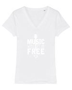 Music will set us free. Tricou mânecă scurtă guler V Damă Evoker