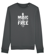 Music will set us free. Bluză mânecă lungă Unisex Rise