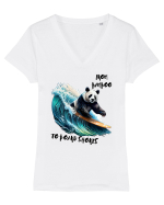 BAMBOO PANDA - V4 Tricou mânecă scurtă guler V Damă Evoker