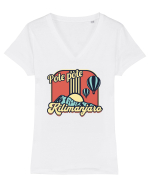 Kilimanjaro - Retro Pole pole Tricou mânecă scurtă guler V Damă Evoker