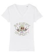 Bravery And Stupidity Tricou mânecă scurtă guler V Damă Evoker