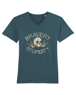 Bravery And Stupidity Tricou mânecă scurtă guler V Bărbat Presenter
