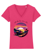 ALL ABORD - V1 Tricou mânecă scurtă guler V Damă Evoker
