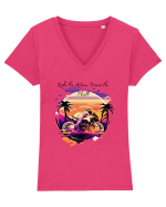 RIDE THE ACTION - V2 Tricou mânecă scurtă guler V Damă Evoker