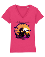 RIDE THE ACTION - V3 Tricou mânecă scurtă guler V Damă Evoker