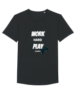 Work Hard Play Harder Tricou mânecă scurtă guler larg Bărbat Skater