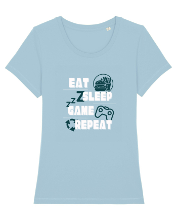 Eat Sleep Game Repeat Sky Blue