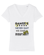 Gamers Never Quit  Tricou mânecă scurtă guler V Damă Evoker
