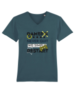 Gamers Never Quit  Tricou mânecă scurtă guler V Bărbat Presenter