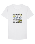Gamers Never Quit  Tricou mânecă scurtă guler larg Bărbat Skater