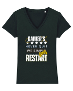 Gamers Never Quit  Tricou mânecă scurtă guler V Damă Evoker
