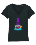 Iubesc cafeaua Tricou mânecă scurtă guler V Damă Evoker