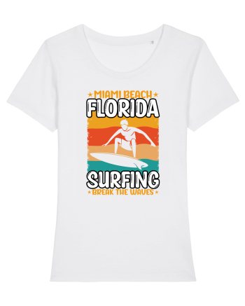 Miami Beach Florida Surfing Break The Waves White