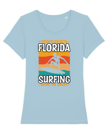 Miami Beach Florida Surfing Break The Waves Sky Blue
