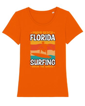 Miami Beach Florida Surfing Break The Waves Bright Orange