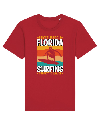 Miami Beach Florida Surfing Break The Waves Red