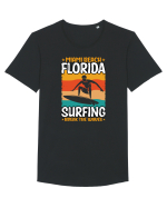 Miami Beach Florida Surfing Break The Waves Tricou mânecă scurtă guler larg Bărbat Skater