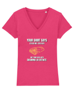 SHAORMA CU DETOATE Tricou mânecă scurtă guler V Damă Evoker