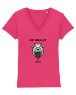 BE BRAVE AND WILD Tricou mânecă scurtă guler V Damă Evoker