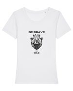 BE BRAVE AND WILD Tricou mânecă scurtă guler larg fitted Damă Expresser