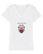 BE BRAVE AND WILD Tricou mânecă scurtă guler V Damă Evoker