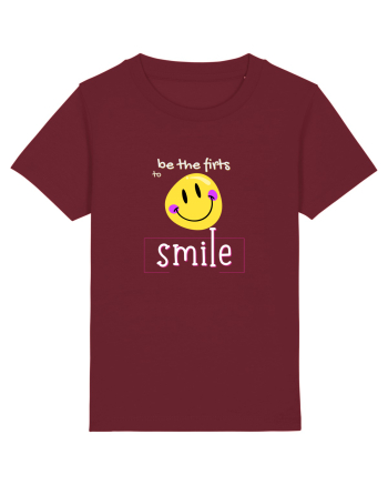 be the first to smile Burgundy