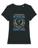 The Voices In My Head Are Telling Me To Go Surfing Tricou mânecă scurtă guler larg fitted Damă Expresser