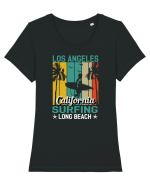 Los Angeles California Surfing Long Beach Tricou mânecă scurtă guler larg fitted Damă Expresser