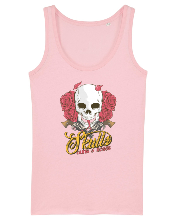 Skulls Guns Roses Cotton Pink