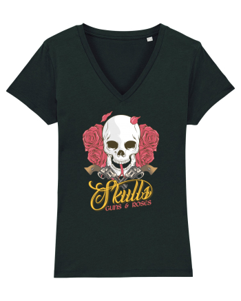 Skulls Guns Roses Black