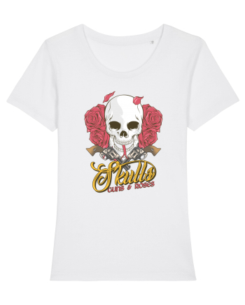 Skulls Guns Roses White