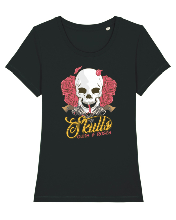 Skulls Guns Roses Black