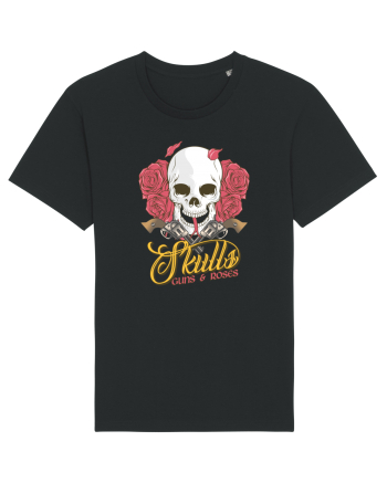 Skulls Guns Roses Black