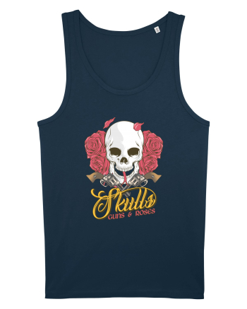 Skulls Guns Roses Navy