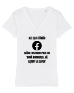 Azi esti tanar maine distribui poza cu buna dimineata va astept la cafea Tricou mânecă scurtă guler V Damă Evoker