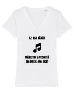 Azi esti tanar maine tipi la vecini sa dea muzica mai incet Tricou mânecă scurtă guler V Damă Evoker
