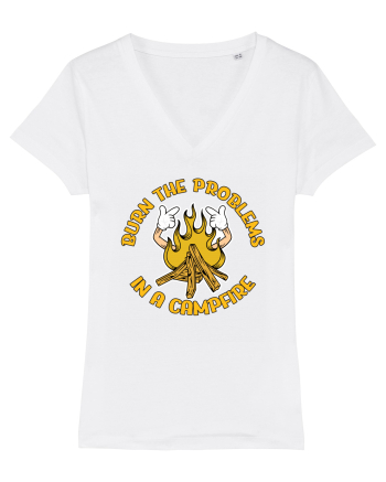 pentru camping - Burn the problems in a campfire White