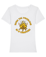 pentru camping - Burn the problems in a campfire Tricou mânecă scurtă guler larg fitted Damă Expresser