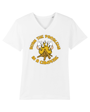 pentru camping - Burn the problems in a campfire White