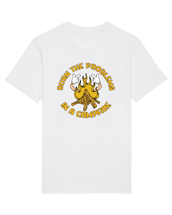 pentru camping - Burn the problems in a campfire White