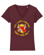 pentru camping - Yes I love camping Tricou mânecă scurtă guler V Damă Evoker