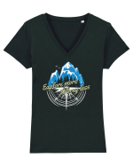 pentru montaniarzi - Explore more worry less Tricou mânecă scurtă guler V Damă Evoker