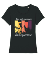 pentru montaniarzi - Take only memories leave only footprints Tricou mânecă scurtă guler larg fitted Damă Expresser